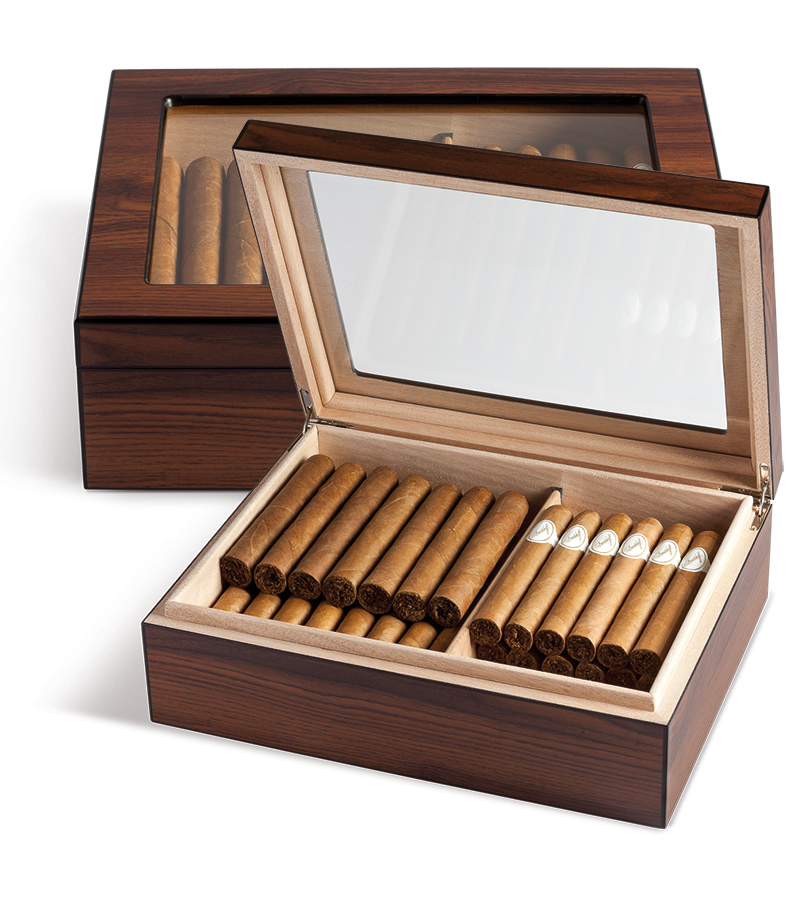 Хјумидор со стакло EGOIST кафен за 25 пури